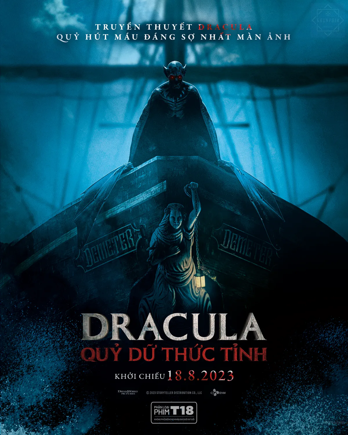 Poster phim The Last Voyage Of The Demeter (Dracula: Quỷ Dữ Thức Tỉnh) tại thị trường Việt Nam, do CJ ENM Vietnam phát hành
