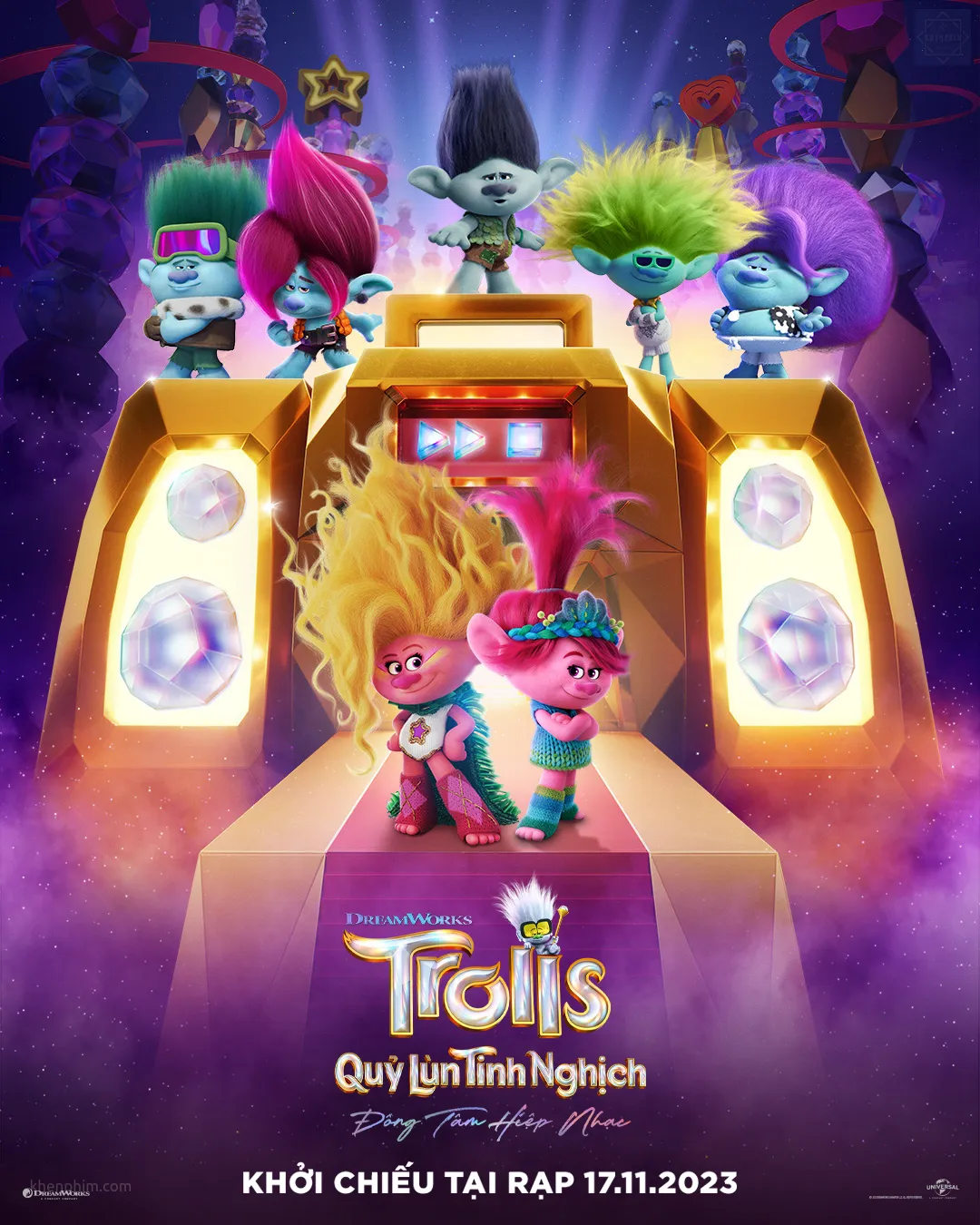 Poster phim Trolls Band Together (Quỷ Lùn Tinh Nghịch: Đồng Tâm Hiệp Nhạc)